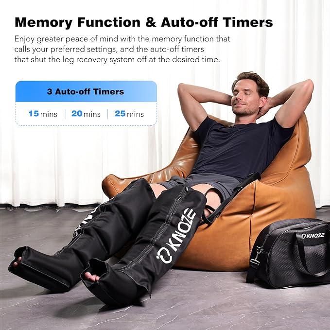 KNQZE Leg Compression Massager for Circulation and Pain Relief, Air Compression Recovery System for Fast Recovery of Leg, Foot, Calf and Thigh, Relieve Edema, Reduce Muscle Fatigue, Gift for Dad, Mom