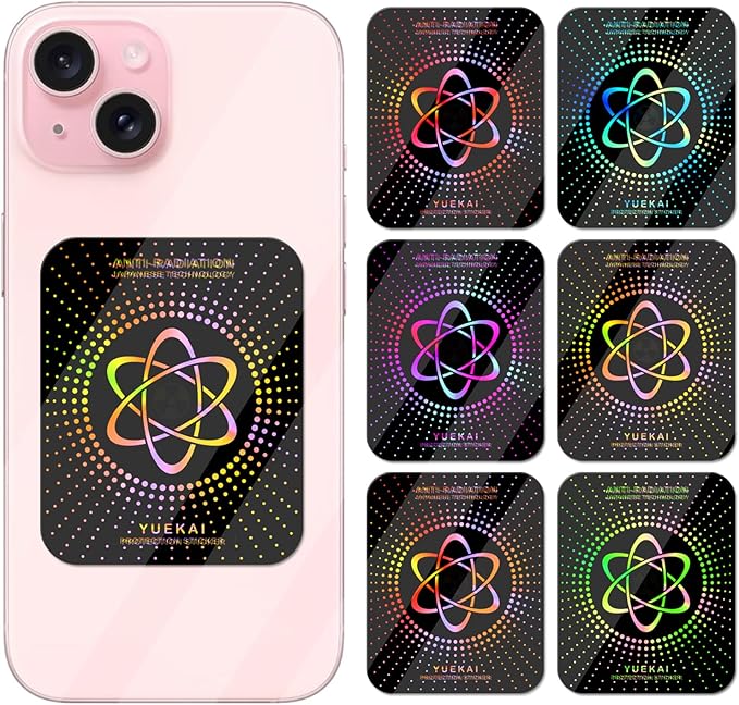 EMF Protection for Cell Phone Stickers, Suitable for All Smartphones/All Electronic Products/Tablet/Laptop/Computer, Suitable for Anyone, 2.4 x 2.0 x 0.016 inches - (6 Pack)