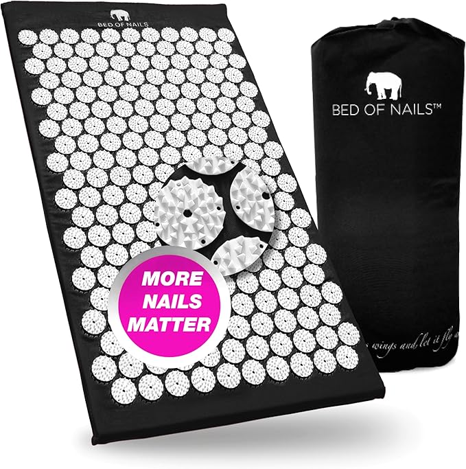 Bed of Nails Acupressure Mat – Original Bon Acupressure Design with 8820 Precision Nails, 29 x 16 x 1", Jet Black