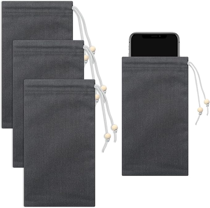 3 Pcs Emf Blocking Phone Case Emf Shield Sleeve Protection Cell Phone Pouch Fits in Pocket Smartphone Case Shield Bag Defense Against Signal Intrusion GPS and Signal, 7.5" x 4"(Black)
