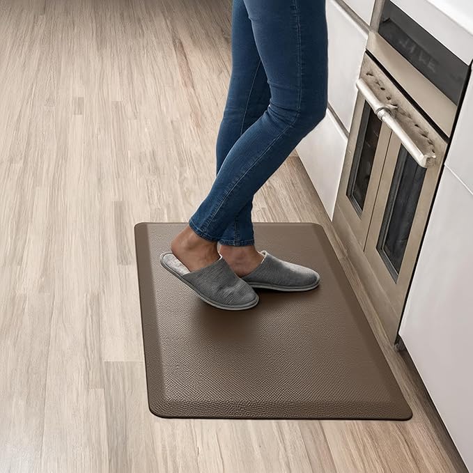 Anti Fatigue Kitchen Mats for Floor | Padded Kitchen Rugs | Non Slip, Cushioned Standing Desk Mat | Waterproof Floor Mat for Home and Office | 17.3" x 28" X 0.47", Brown, 1-Pack | More Décor