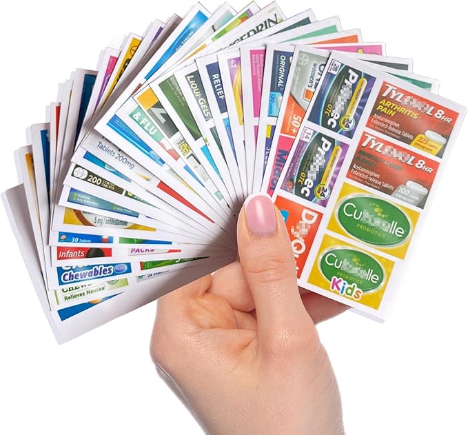 Compact Med Mate with DIY Labels Travel-Friendly Medication Wallet with Pocket-Sized Pill Compartments Pill Case with Lables(Blue)