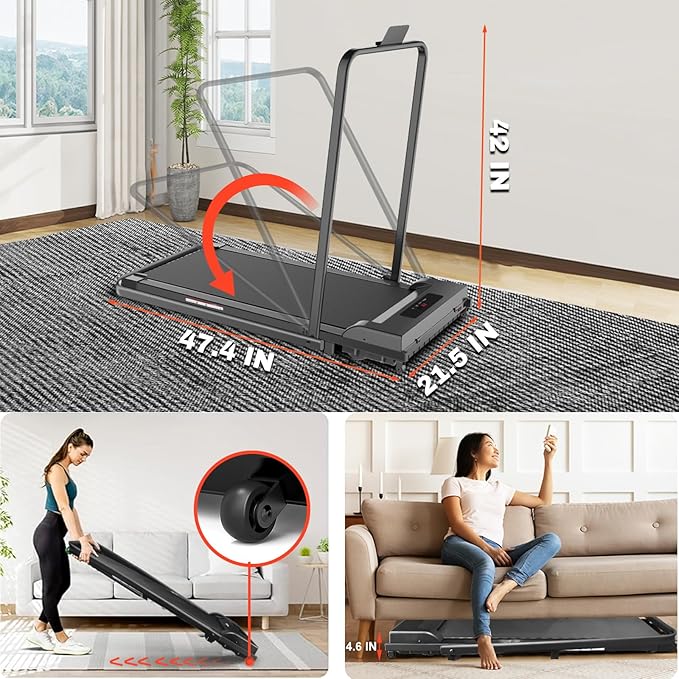 Walking Pad, 3.0HP Walking Pad Treadmill with Handle Bar, 3 in 1 Portable Under Desk Treadmills for Home,Foldable Treadmill for Small Space,Compact Home Treadmills with Remote Control,300LBS Capacity