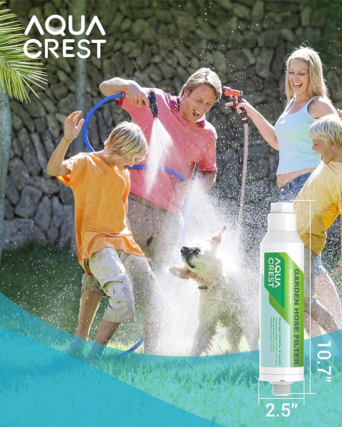 AQUACREST Garden Hose Water Filter for Plants, Greatly Reduces Chlorine, Odor, Improve Plants Health, Ideal for Organic Gardening, Farming and Pets, Pack of 2 (Package May Vary)