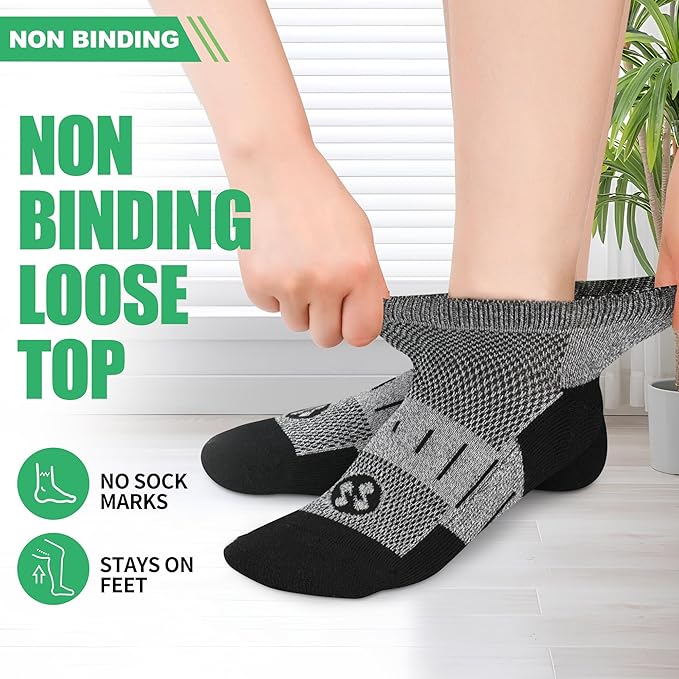 Diabetic Socks for Men,4 & 6 Pairs Low Cut Bamboo Viscose Wide Mens Diabetic Socks Size 9-11 10-13