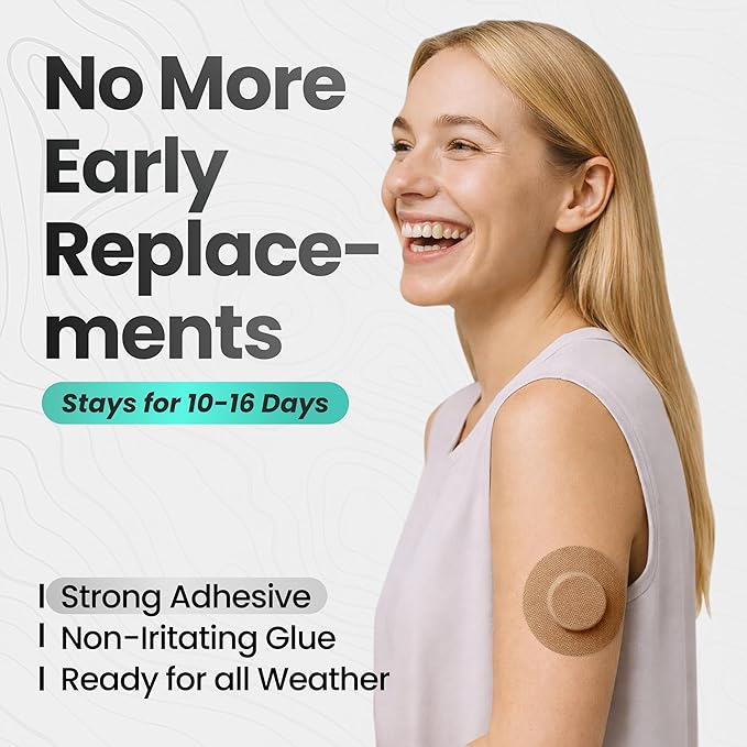 Adhesive Patches for Dexcom G7 & Stelo CGM that Stay for 10-15 Days - Sweatproof & Waterproof Over Patches - Overpatches for Continuous Glucose Monitor Sensor Protection, Brown - 40 Patches