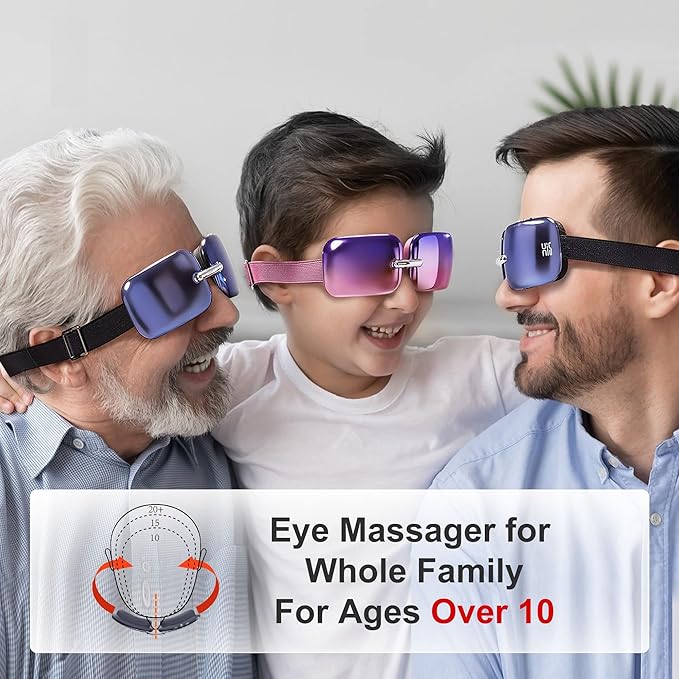 Master Massage E10 Eye Massager Heat & Vibration Relieves Migraines,Dark Circles, Puffiness. Ultra Lightweight, Chic & Stylish, Improve Eye Circulation, Dry Eye, Heated for Eye Relax - Aurora Blue