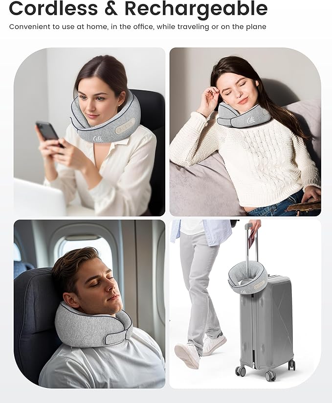 CILI Cordless Neck Massager Pillow with Heat, Shiatsu Neck Massager for Pain Relief Deep Tissue,Heated Massage Pillow for Travel,3 Adjustable Intensity