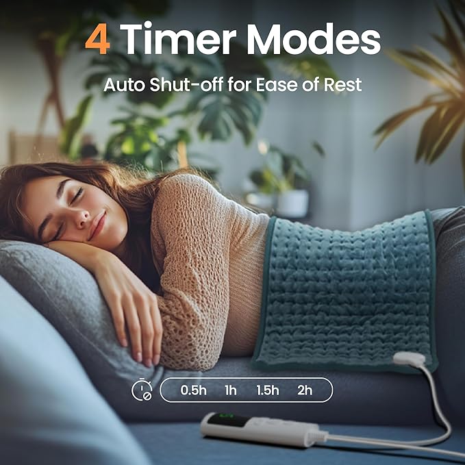 Heating Pad for Back Period Cramps Neck Shoulder, 12''×24'' Electric Heating Pad with 9 Heat Settings Auto Shut-Off and Rapid Heating, Ideal Gift for Women Men