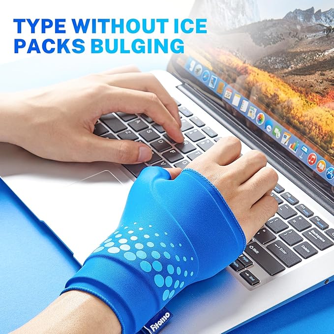 Thumb & Wrist Ice Pack Wrap, Thickened Ice Gel Pad, Ergonomic Fit, Long Lasting Cold & Warm for Carpal Tunnel Relief, Arthritis, Computer Overuse Injuries, Post-Surgery, Post-Workout, Size S/M