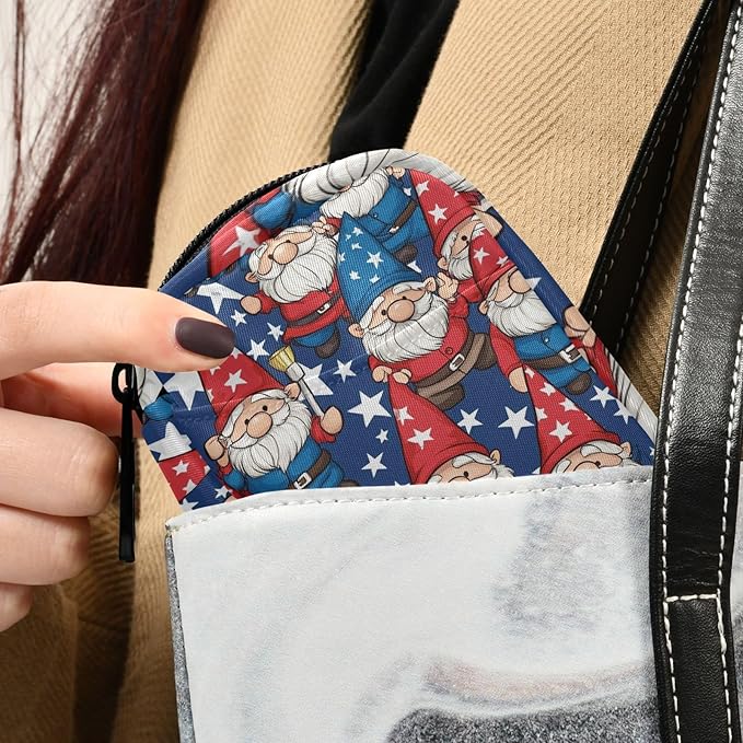 Patriotic Gnomes Stars Blue Travel Pill Organizer Weekly Small (Cute) Pill Box 7 Day Pill Case Vitamin Holder Pill Bottle Organizer