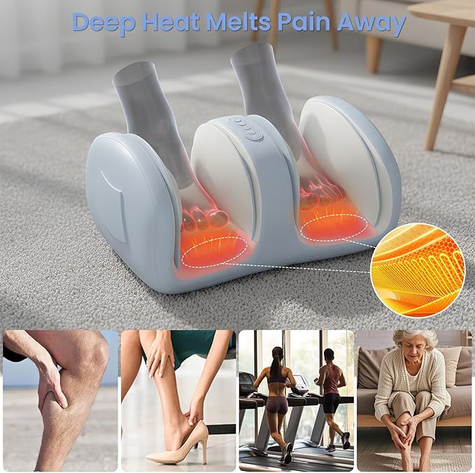 TISSCARE Foot Massager for Plantar Fasciitis, Foot Massager with Heat, Foot and Calf Massager with Massage Roller,Air Bag,Deep Kneading, Pain Relief, Gift for Women and Man