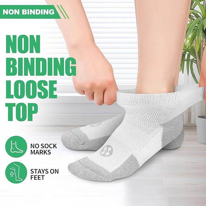Diabetic Socks for Men,4 & 6 Pairs Low Cut Bamboo Viscose Wide Mens Diabetic Socks Size 9-11 10-13