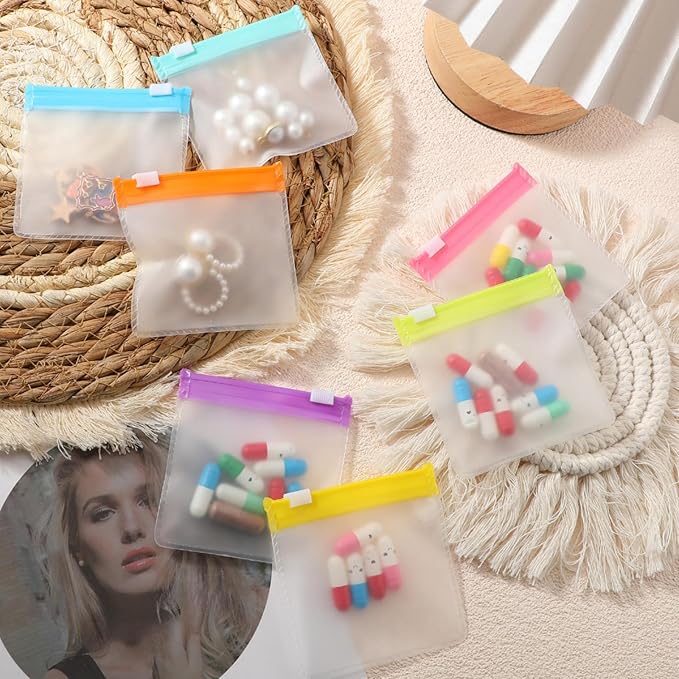 Sherr 29 Pcs Zippered Pill Pouch Bags Reusable Pill Pouch Set Clear Plastic Medicine Bag Resealable Travel Medicine Organizer Travel Storage with Slide Lock for Small Items