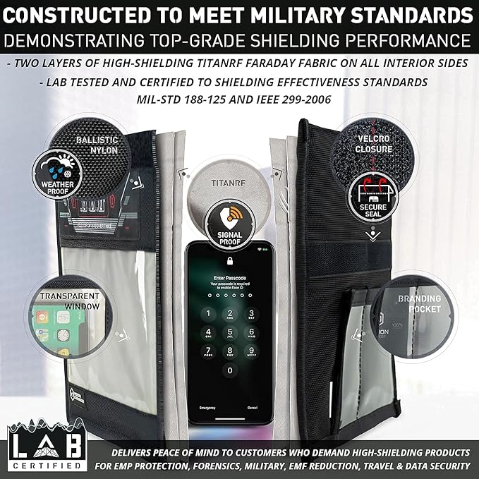 Mission Darkness Window Faraday Bag for Phones // Device Shielding for Law Enforcement, Military, Executive Privacy, Travel & Data Security, Anti-Hacking & Anti-Tracking Assurance