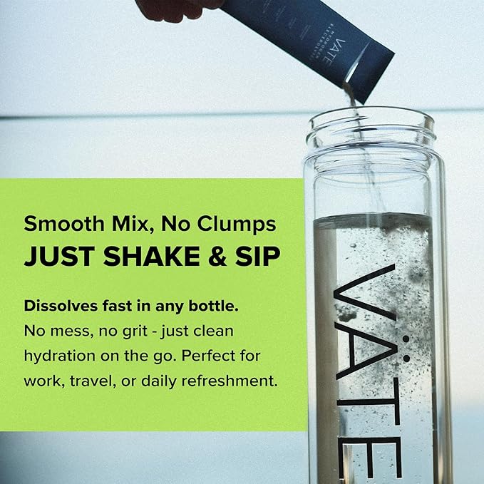 VATE Hydrogen Water + Electrolytes Powder Packets, 8 PPM Molecular Hydrogen + Electrolytes for Hydration, Focus & Recovery,Packets with Magnesium, Potassium, Vitamin C, 30 Count - Berry