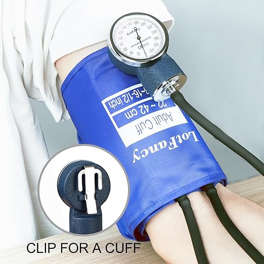 LotFancy Professional Manual Blood Pressure Cuff with D-ring, Standard Adult Sphygmomanometer Cuff 8.5"-16.5", Calibrated BP Cuff Manual with Carrying Case for Daily Home Check, Nursing Students, Blue