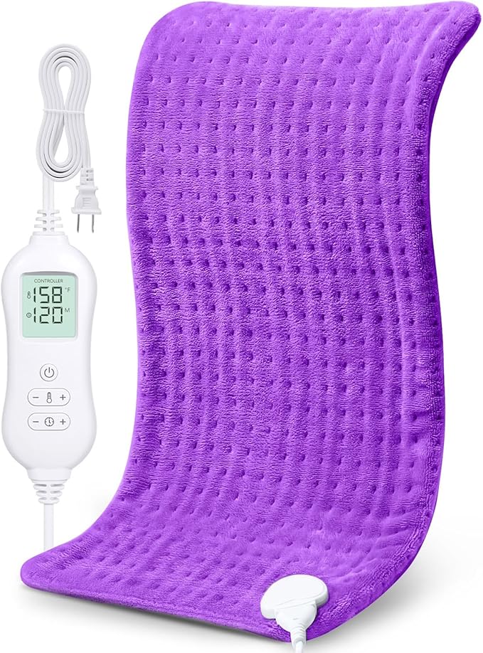 NOWWISH Heating Pad for Back Pain Relief & Period Cramps, 12x24 Inches Electric Heating Pad with 10 Heat Settings, Timer and Auto Shut-Off, Machine Washable, Mothers Day Gifts for Mom Women, Purple