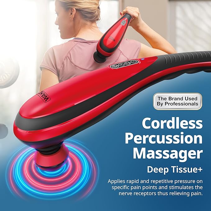 Wahl Cordless Lithium Ion Deep Tissue + Percussion Massager for Neck and Shoulder Pain, Massage Tool with 5 Modes & Attachments That Provide Joint and Sciatica Pain Relief, FSA Eligible – 3025692