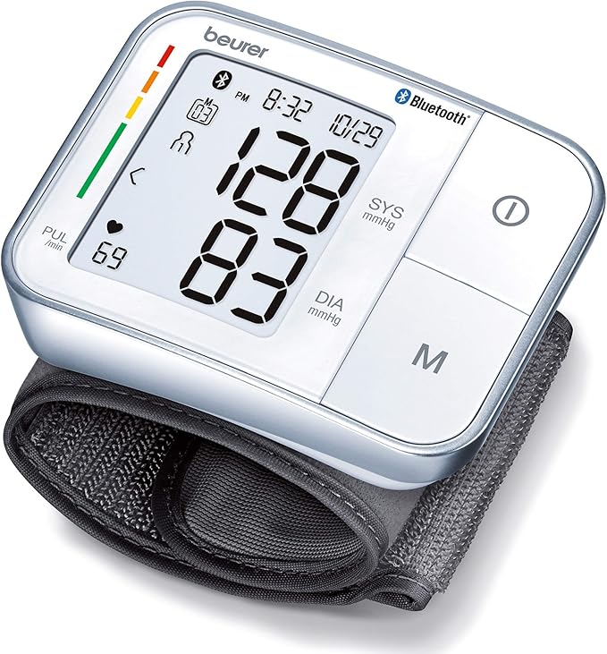 Beurer BC57 Wrist Blood Pressure Monitor – Automatic Wrist Blood Pressure Cuff - Bluetooth – 120 Memory Spaces with Irregular Heart Rate Detection, Large Display, Resting Indicator, Storage Case
