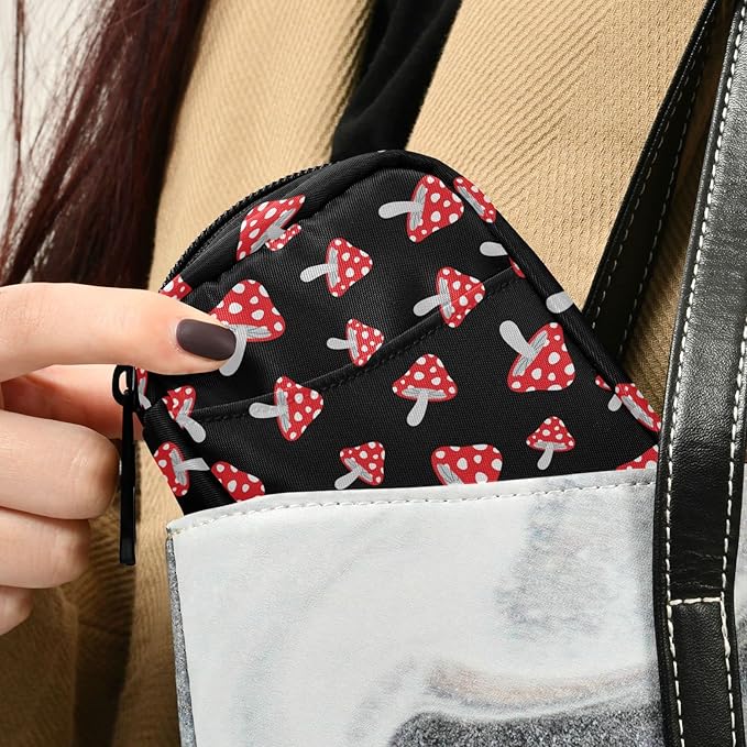 Cute Mushroom Pill Case, Portable Weekly Pill Box Bag Container 7 Days Pill Organizer Vitamin Supplement Holder with Zipper for Travel Family Business