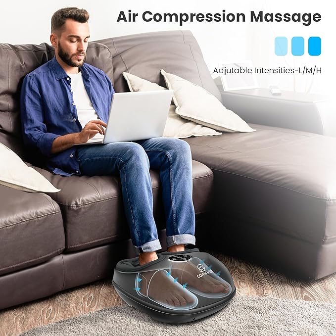 COMFIER Shiatsu Foot Massager with Heat, Feet Massager Machine for Neuropathy Plantar Fasciitis, Up to Men Size 13, Gifts for Men Women