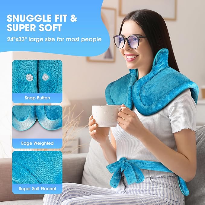 Electric Heating Pad for Neck and Shoulders and Back Pain Relief, FLUFFYWARMTH 24"x33" Large with 3 Heating Levels and 3 Timers Auto Off, ETL & FCC Certified, Neck Shoulder Back Heating Heat Pad
