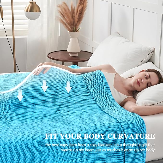 L'AGRATY Knitted Weighted Blanket - 50"x60" 7lbs Cooling Chunky Knit Heavy Blanket for Adults Braided Crochet Throw Thick Cable Yarn Knit Decorative No Beads Evenly Weighted Machine Washable