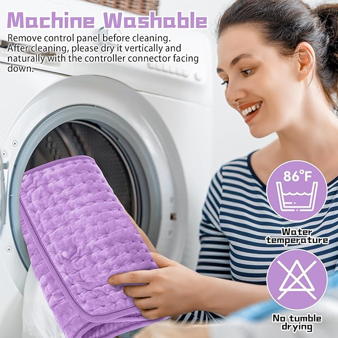 【2025 Upgrade】 Heating Pad for Neck Back Cramps Pain Fast-Heating Heating Pads Offer Softer Machine Washable Fabric with Heat Settings & Timer Easy to Operate,Moist Heat & Auto Shut of (Light Purple)