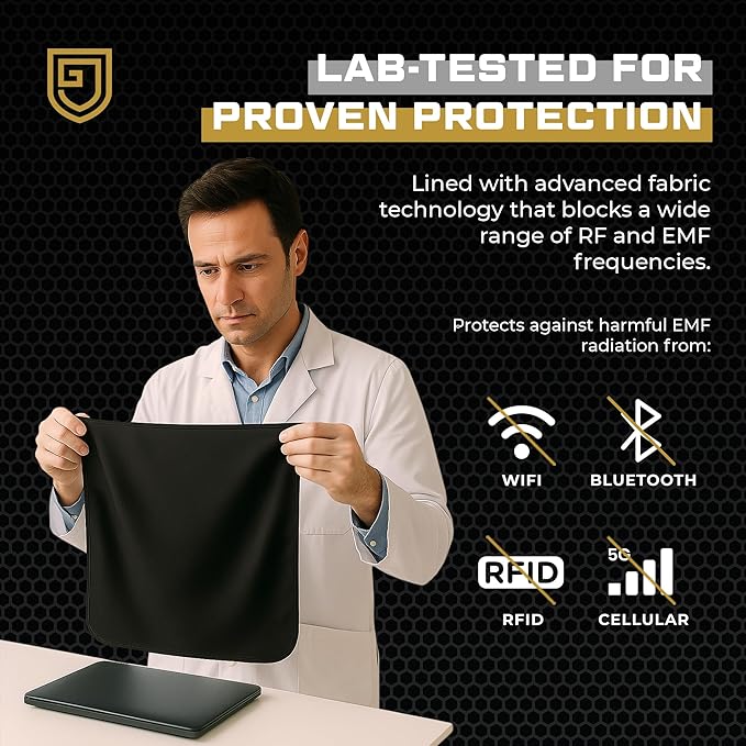 Faraday Blanket - New for 2026 - Protection Faraday Fabric Technology for Electromagnetic Shielding from Laptop, Cell Phone, and Wireless RF Emissions, 3rd Party Tested, Black