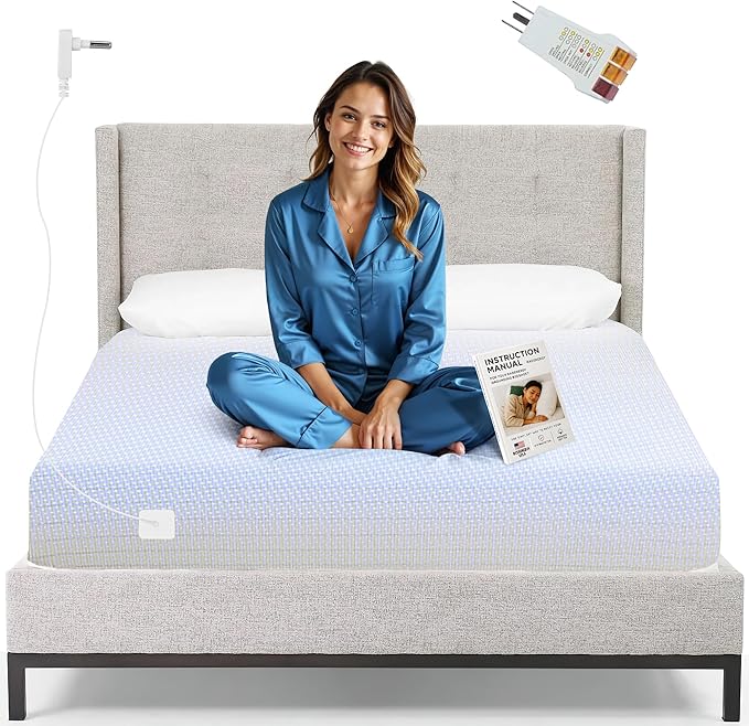 Bed Sheet, Grounding Sheet, Organic Cotton Fitted Earthing Sheet for Bed, 95% Organic Cotton, 5% Silver Fiber with 10m Grounding Cord & White US Socket Tester (Queen 60"x80"x15")