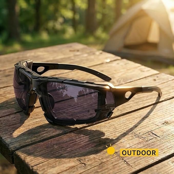 UKNOW Photochromic Safety Glasses, Scratch Resistant Wraparound Lenses, Removable Foam Gasket, ANSI Z87.1 Protective Eyewear