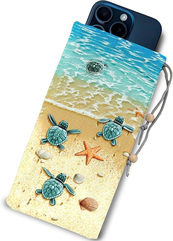 EMF Shield Sleeve for Cell Phone Reduce Signal Anti-EMP Pouch Against Radiation, EMF, 5G, RFID Blocking 4x8 Inch Beach Sea Turtle Phone Sleeve Bags