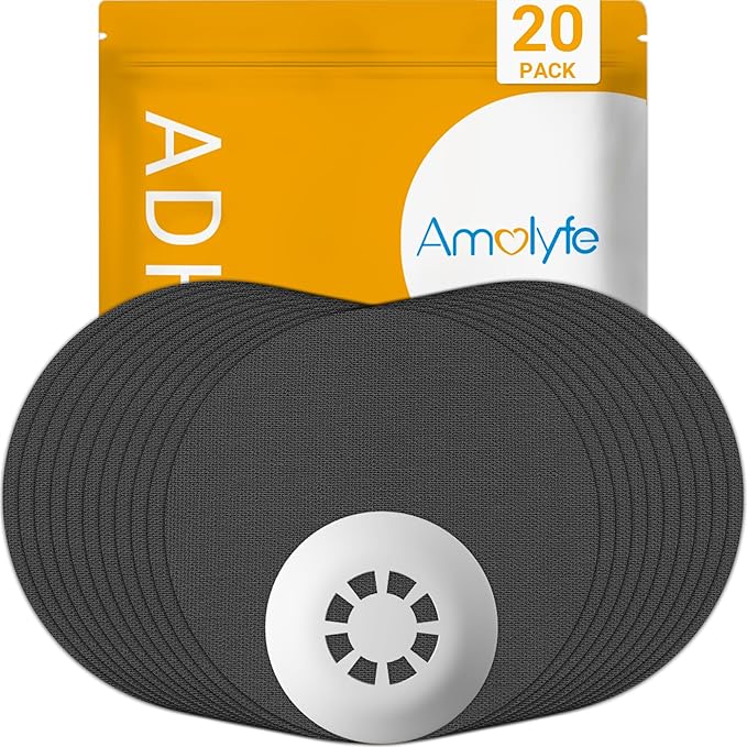 Libre 3 Sensor Covers Waterproof, Amolyfe 20-Pack Freestyle Libre 3 Plus Covers, Bump-Proof with Hard Cap, Waterproof Breathable Medical CGM Adhesive Patches, 14-Day CGM Protection (Black)