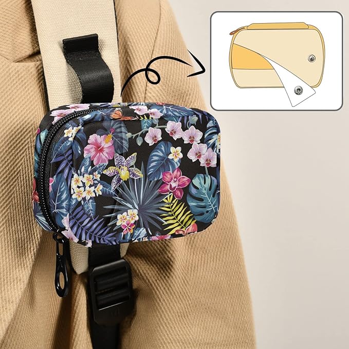 Naanle Pill Organizer Hawaii Palm Leaves Flowers Pill Box 7 Day Pill Case Bag Travel Pill Organizer Bag with Zipper Portable Weekly Case Compact Size for Vitamin Supplement Holder