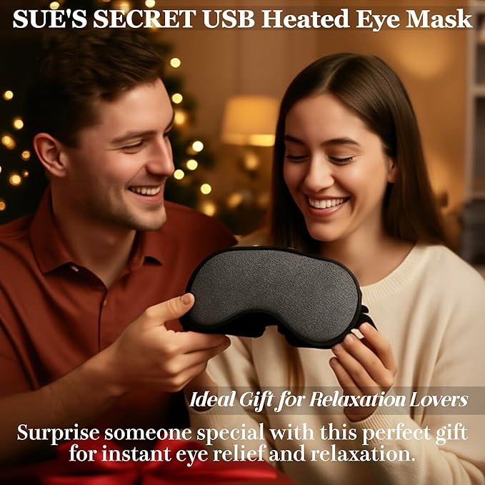 Heated Eye Mask for Dry Eyes Relief - USB Powered Steam Warm Compress, Hygienic Eyelid Pads, Heating Pad with 3 Level Temperature Control, Eye Care for Travel Home Use - Grey