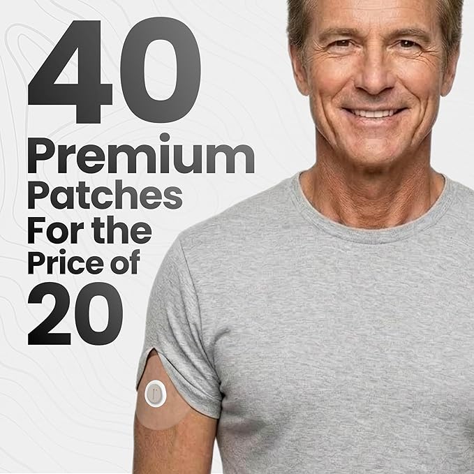 Adhesive Patches for Dexcom G7 & Stelo CGM that Stay for 10-15 Days - Sweatproof & Waterproof Over Patches - Overpatches for Continuous Glucose Monitor Sensor Protection, Transparent 40pc