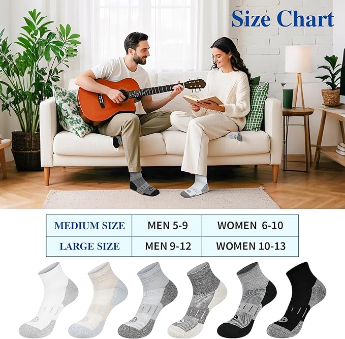 Diabetic Socks for Men,6 Pairs Ankle Mens Diabetic Socks,Diabetic Neuropathy Socks for Men Size 9-11/10-13/13-15.
