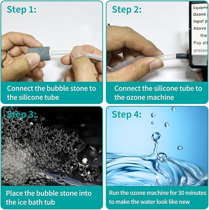 Water Ozone Generator for bathtubs with Timer, 1000mg/H Ozone Bubbler Keep spa Pool Clean,Ozone Generator for Water Portable Ozonator Tub Accessories
