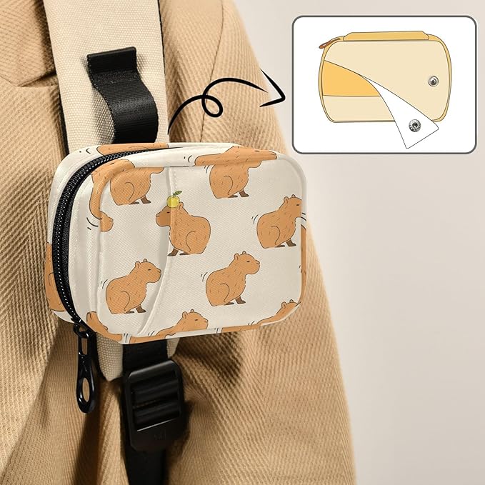 Pill Box Cute Capybara 7 Day Pill Case Travel Pill Organizer Bag with Zipper Portable Weekly Vitamin Medicine Supplement Holder Pouch Bag