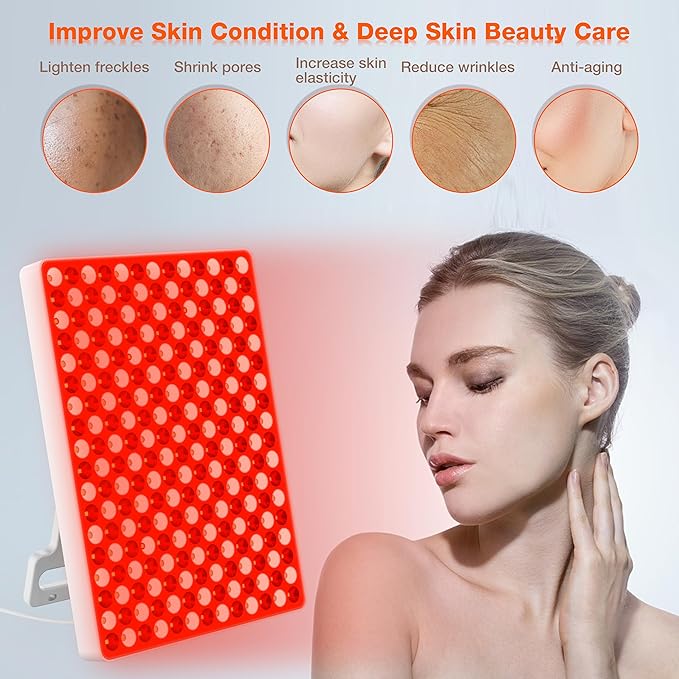 Red Light Therapy with Timing and 180° Adjustable Stand, Deep 660/850nm Near Infrared& Red Light Therapy Panel for Face Body, Skin Care, Home LED Therapy Lamp for Pain Relief of Muscles Joints,234LEDs