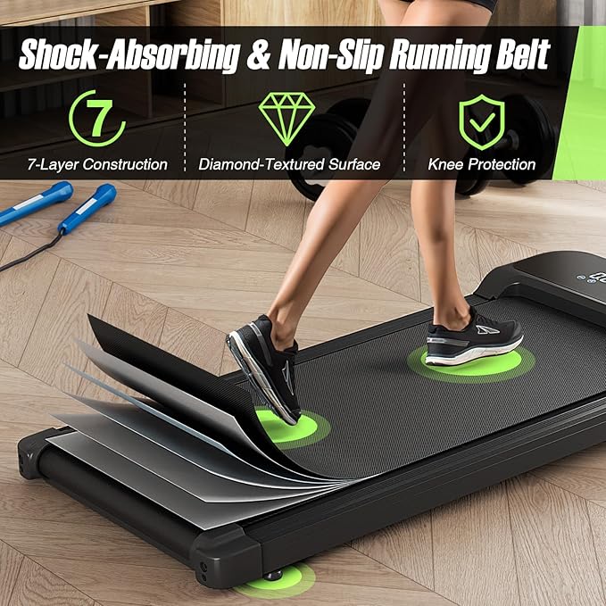 Goplus Walking Pad, 2.5 HP Under Desk Treadmill with Remote Control & LED Display, 3 Countdown Modes, 0.6-4 MPH Portable Treadmills for Home Small, Office, Free-Installation