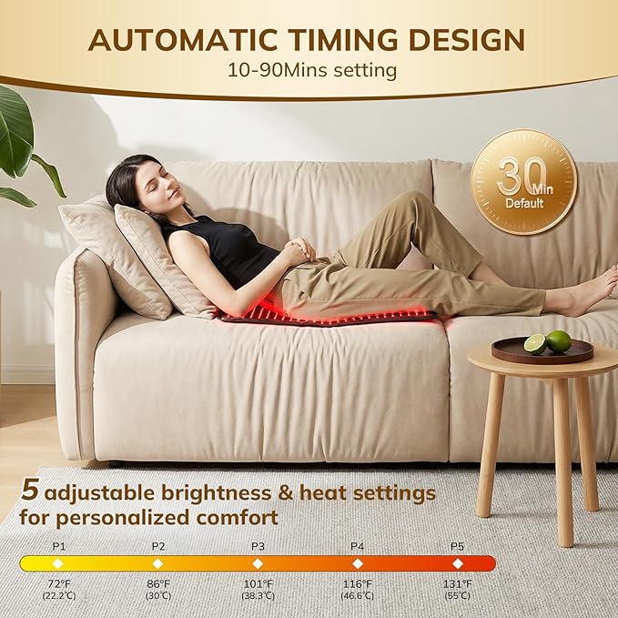 VARIPOWDER Red Light Therapy for Body, 31x16.7'' Full Body Red Light Therapy Mat 522 LEDs 660nm & 850nm, Infrared Red Light Therapy Pad for Back Shoulder Knee Muscle Pain Relief with Goggles
