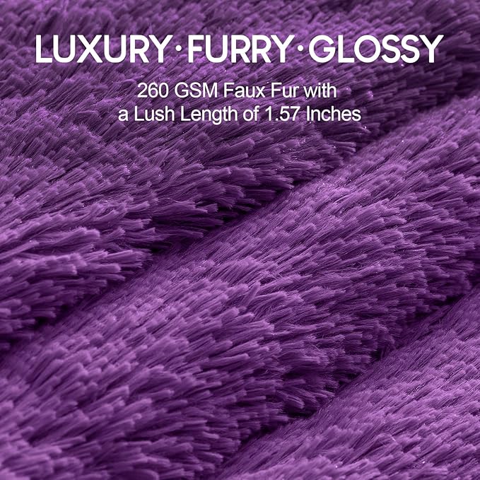 Cottonblue Weighted Blanket 20lbs 60x80 inches for Queen Bed, Faux Fur Sherpa Weighted Blanket for Adults, Plush Cozy Bed Blanket with Glass Beads for Calm and Relax, Purple
