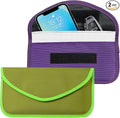 2PCS Faraday Bags for Car Key and Cell Phone, Signal Blocking Bag, Faraday Key Fob Protector, Universal Cell Phone Privacy Card Protection Car Accessories for Anti-Thefting (Purple+Green)