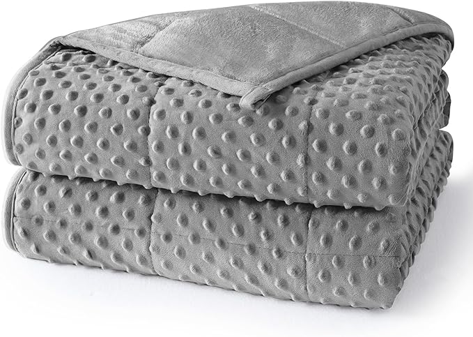 Weighted Blanket for Adults Twin Size 15 lbs, Soft Cooling Minky Dot Heavy Breathable Blanket for All-Season, Washable Weighted Throw with Glass Beads, 48 x 72 Inches, Grey