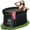 Upgraded XXL 150 Gal Oval Ice Bath Tub With Cover - Portable Cold Plunge Tub For Athletes, Ultra-firm 6-layer Insulated Inflatable Ice Tubs & Bathtub For Adults with Dual-tube Comfort Rim