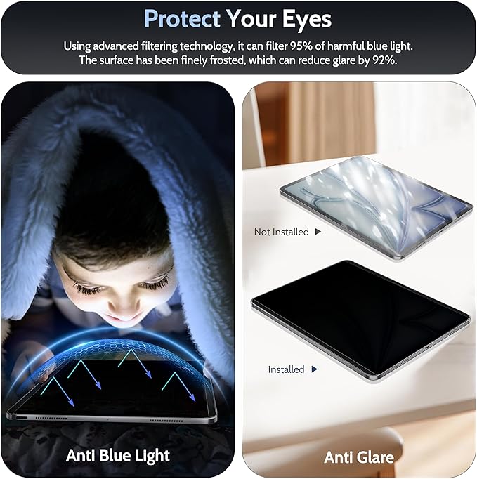 4-Way Magnetic Privacy Screen for iPad Air 11 Inch (2024-2026, M2 M3 M4), Removable 360 Spy Private Filter, Anti Blue Light Glare Bubble-Free Easy Install Black Security Protector