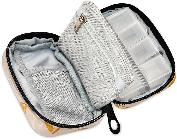 Lemon Medicine Organizer Daily Vitamin Fruit Travel Pill Organizer Daily Medicine Container Twill Pill Case Bag