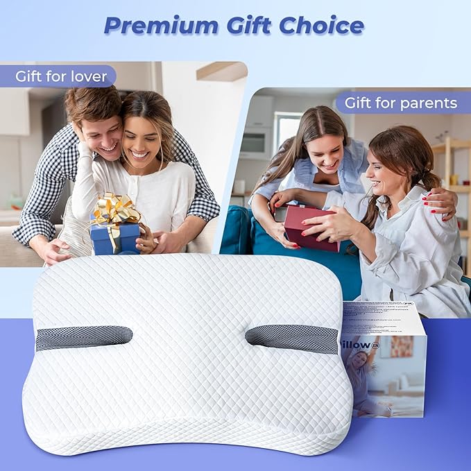 Anti-Snoring Pillow for Side Sleepers, Memory Foam Pillow for Snoring Relief, Multifunctional Ergonomic Design for Side Sleeper - White